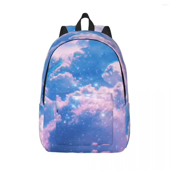 Mochila nuvens estética bonito textura brilhante estilo abstrato mochilas menina esporte grandes sacos de escola alta qualidade