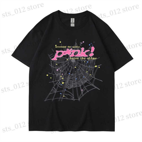 T-shirt maschile estate New Trend Street Fashion Stampa Web 2D Shieve Short Short Top T230412