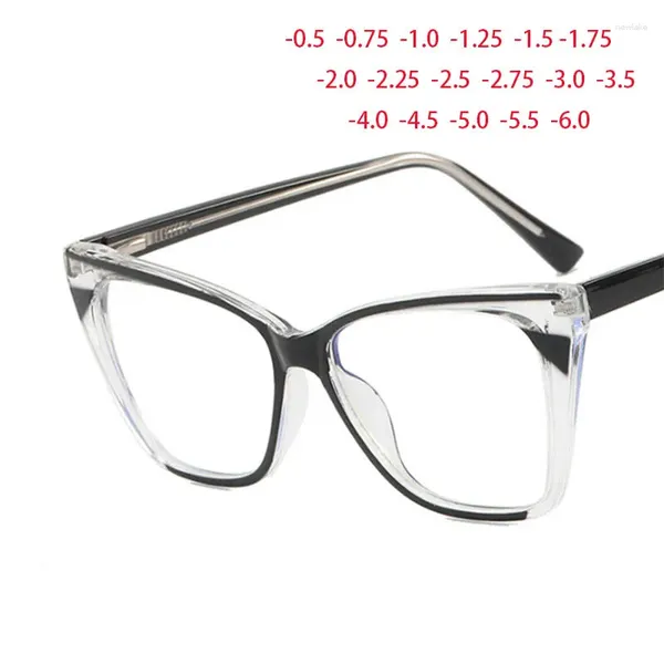 Güneş gözlükleri büyük boy kedi gözleri kare çerçeve berrak lens gözlükleri tr90 kadın miyopi nerd gözlük derecesi -0.5 -1.0 -2.0 -3.0 -4.0 ila -6.0