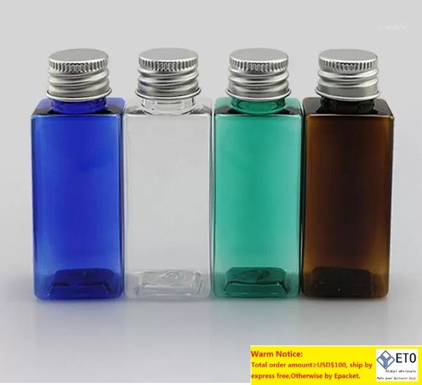 30 ml de tampa de alumínio quadrada de tampa de alumínio Bottleamber Pet Plástico Bottlessmall Metal Metal Bottlecosmetic vazio