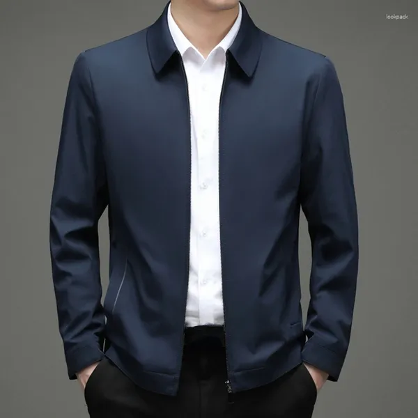 Jaquetas masculinas Homens Negócios Casual Khaki Office Wear Casaco Zipper Slim Fit Jaqueta Não-Ferro Oversize Masculino Moda Windbreaker Plus Size 3XL 4XL