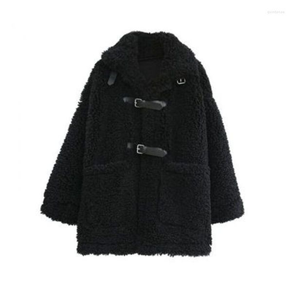 Frauen Pelz 2023 Winter Lammwolle Mäntel Dicke Warme Rollkragen Weibliche Trendy Lose Damen Oberbekleidung Dame Faux Coat Partikel