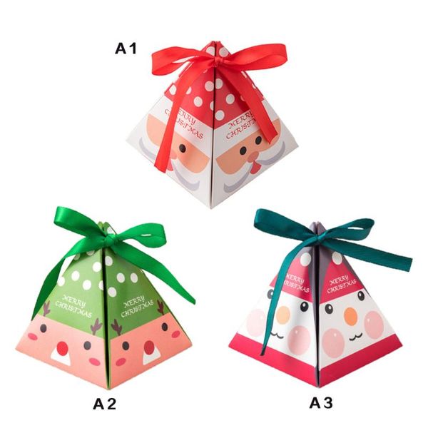 Confezioni regalo Scatole per biscotti per feste Creatività Piramide Durevole 10 pezzi / set Sacchetto pieghevole per caramelle natalizie da 10 pezzi