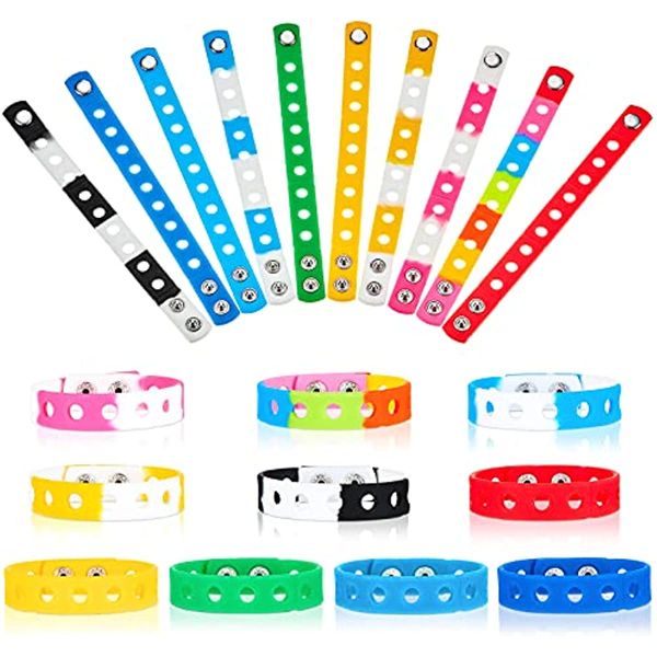 20 Stück Silikon-Charm-Armbänder in 8,3 Zoll verstellbare Kinder-Silikon-Armbänder Buntes Armband-Armband für Kinder-Party-Geschenk (keine Charms enthalten)
