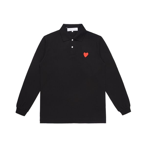 Camicie causali da uomo CDG Cotone Traspirante Abbigliamento da donna COMMES DES Pullover Manica lunga Camicia nera Ricamo Cuore Colletto rovesciato Coppia Vestiti con doppio bottone