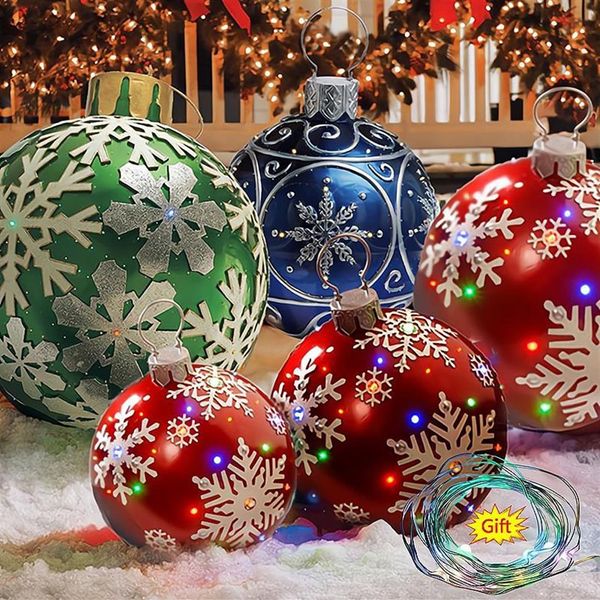 Bomboniera 1 pezzo da 60 cm con palla di Natale, decorazione per albero, giocattolo gonfiabile per esterni, casa, regalo263K