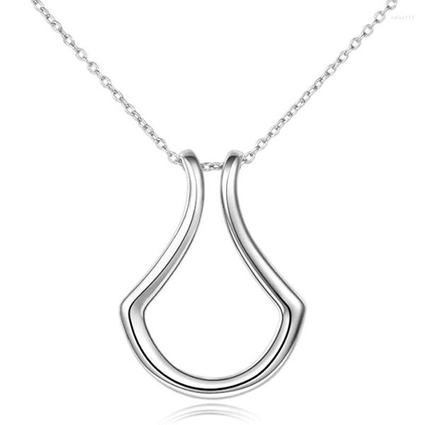 Подвесные ожерелья из нержавеющей стали геометрическое кольцо ожерелье для женщин для женщин свадебное обручальное кольцо -хекер ювелирные ювелирные украшения