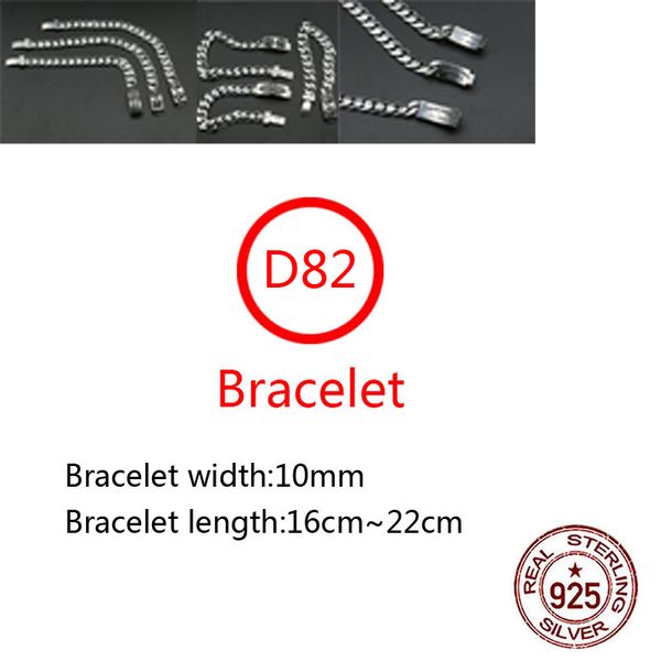 D82 S925 Bracciale in argento sterling Lettera di moda Personalizzato Vintage Smooth Cross Flower Ancoraggio per barche Punk Hip Hop Style Regalo per amanti