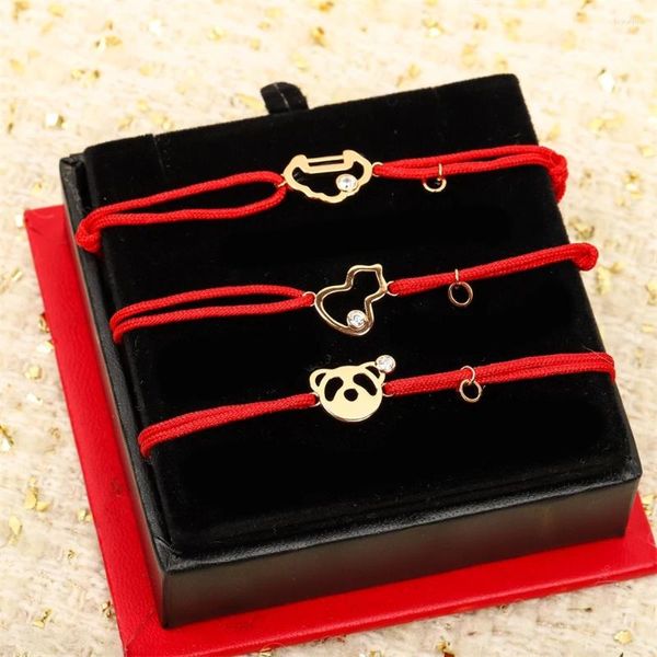 Braccialetti con ciondoli Bracciale con corda rossa Zucca Blocco di sicurezza Panda 2023 Gioielli di lusso Regalo femminile Argento 925 placcato con oro 18 carati.