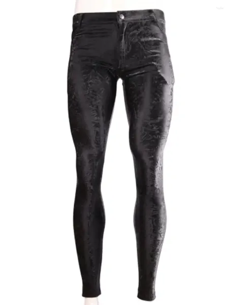 Calças masculinas homens pu couro jeans lápis falso látex calças elásticas impressão pantalon apertado leggings moda calças de motocicleta