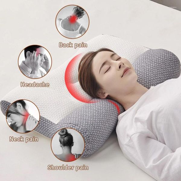 Travesseiro super ergonômico Correção Reparar dor no pescoço Posição ortopédica do sono contorno cervical para alívio