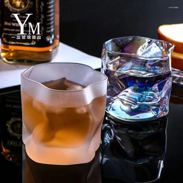 Weingläser Crumpled Glass Whiskey Cup Unregelmäßige Form Crystal Faceted Der Whiskybecher Whiskey Rock Artwork