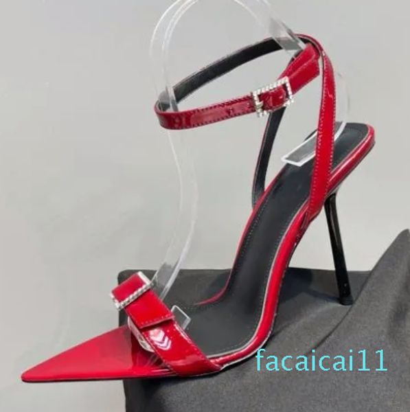 designer donna Sandali party fashion pelle Scarpe da ballo nuovi tacchi sexy Super Lady Red wedding Fibbia della cintura in metallo Alta