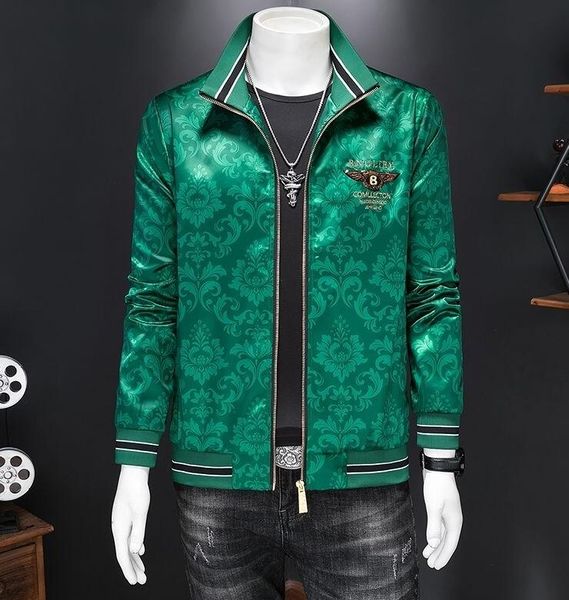 LX126 frühlingsgrüne Baseballjacken Langarm Herren Designer Jacke Sequin Wings Herren Mäntel