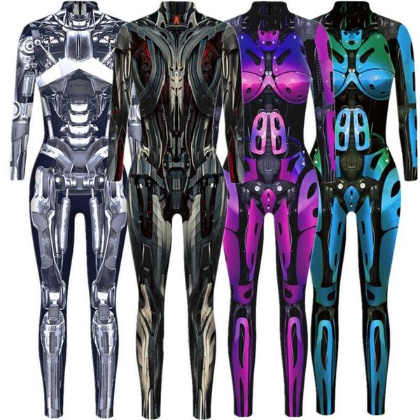 Roboter Punk Overall Catsuit Sexy Frauen Cosplay Kostüme Zentai Halloween Body G0925186e