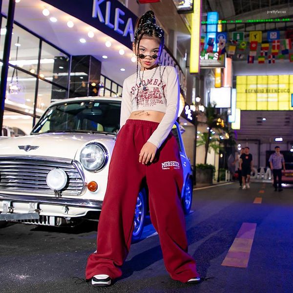 Bühnenkleidung Mädchen Teenager Streetwear Outfits Hip Hop Kleidung Crop Tank Sweatshrit Jogger Hosen für Kinder Jazz Dance Kostüm Kleidung