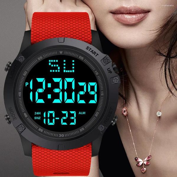 Bilek saati en iyi marka kadın erkekler su geçirmez g stil led dijital spor lastik elektronik saat kırmızı çalar saat mujer