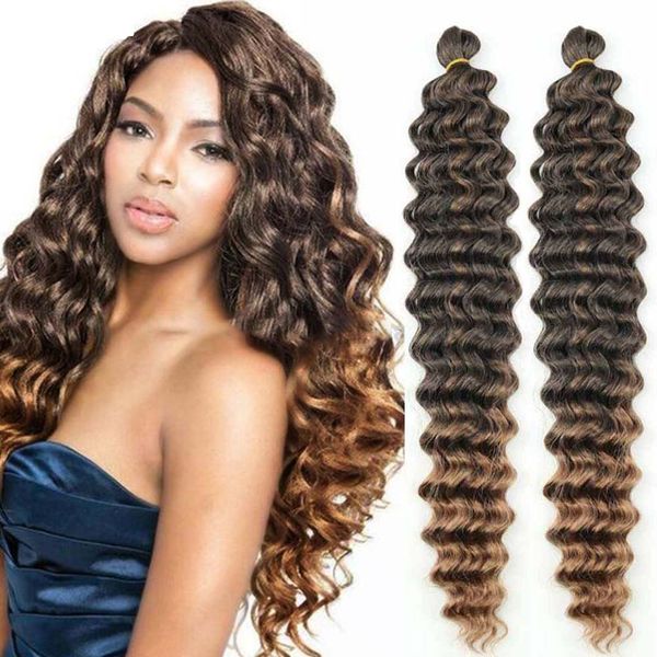 Onda profonda Twist Capelli all'uncinetto Riccioli afro sintetici naturali Capelli all'uncinetto Ombre Intrecciare le estensioni dei capelli per le donne Fibra a bassa temperatura