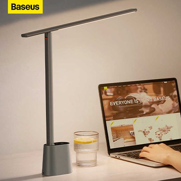 Masa lambaları Baseus LED masa lambası göz koruma çalışması kısaltılabilir ofis ışık katlanabilir masa lambası akıllı uyarlanabilir parlaklık başucu lambası okuma için p230412