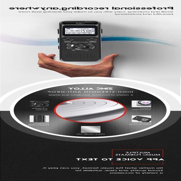 FreeShipping Gravador de voz de áudio digital 8GB 16GB Gravador portátil profissional MP3 para suporte comercial até 64G Cartão TF V32 Lskdq
