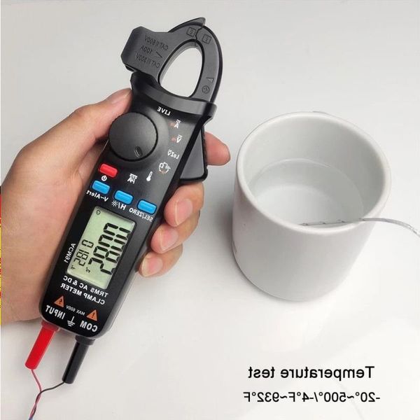 Dijital Kelepçe Ölçer True RMS 6000 DC/AC 100A 1mA Ammeter Multimetre Araç Akım Voltmetre Kapasitans Temp Hz Test Merkezi VRCAI