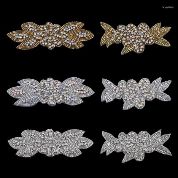 Acessórios de cabelo 6 pc artesanal bling frisado ab strass aplique costurar no manual flatback pano de flor de cristal para crianças