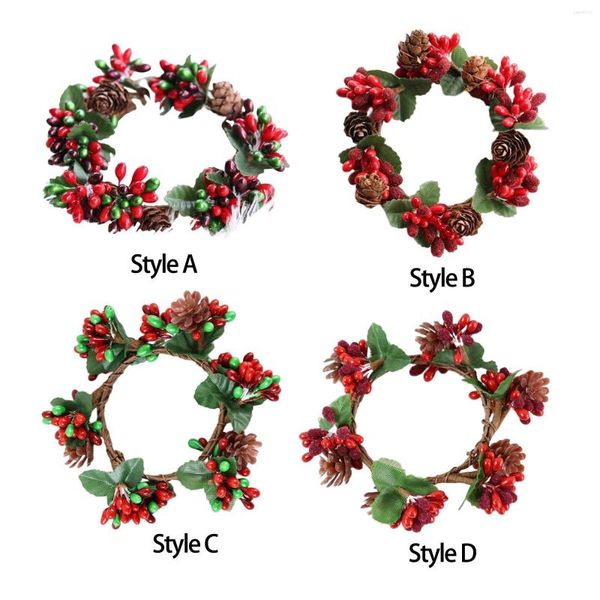 Flores decorativas Simulação Candle de Natal Garland de Natal Anel Wreath Party Supplies Mini para Decoração de Lar Home Room