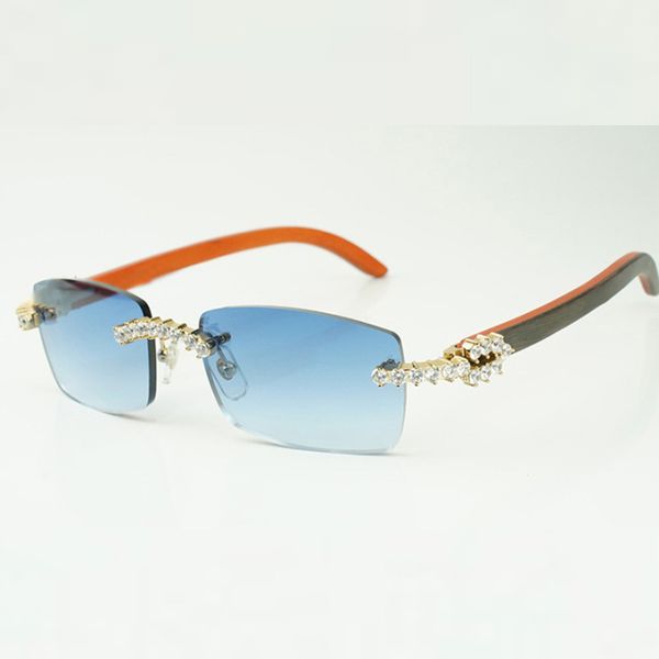 5,0-mm-Sonnenbrille aus Diamantholz 3524012 mit naturorangefarbenen Holzbeinen und 56-mm-Gläsern