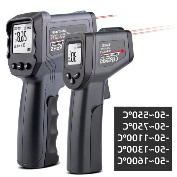 Instrumentos de temperatura Termômetro infravermelho pirômetro digital -50 ~ 1600 graus Laser único / duplo sem contato com pistola de termômetro alta Wwsnw