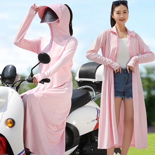 Jaquetas femininas de manga longa Capuz Summer Mulheres inteiras Casas de proteção UV Roupa Anti-UV Caminhada geral de casca de rascunho solar