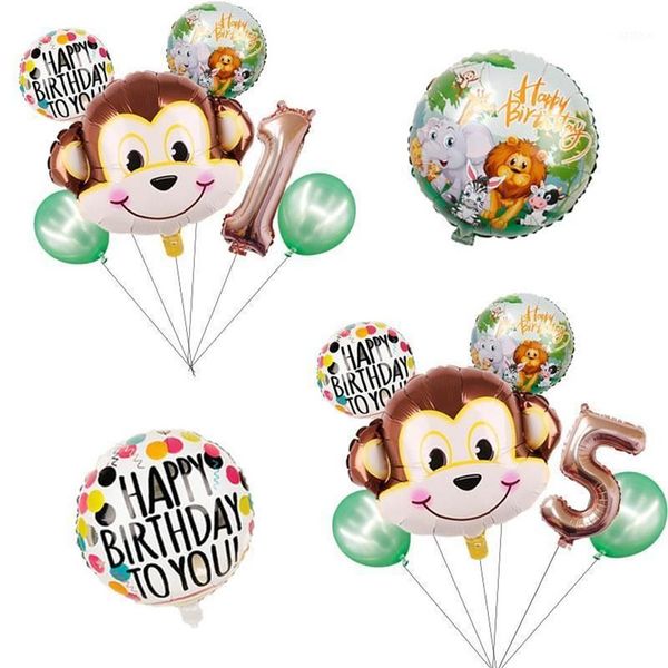 Decoração de festa 1 conjunto dos desenhos animados animal macaco marrom ar hélio balão zoológico safari fazenda tema decorações de aniversário crianças chá de bebê t291r