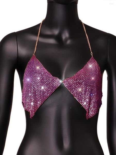 Serbatoi da donna Sexy Crystal Women Crop Top Completo di strass Reggiseno Tank Backless Festival Night Club Party Wear Bikini per ragazze