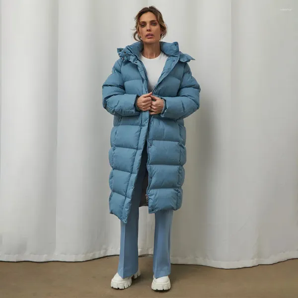 Casacos de trincheira femininos soltos 90% pato para baixo casaco senhoras inverno manga longa engrossar quente puffer jaquetas para mulher