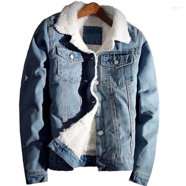 Männer Jacken Männer Plus Elvet Denim Mantel Trendy Warme Fleece 2023 Winter Mode Männliche Jean Outwear Wolle Cowboy Jacke Größe 6XL