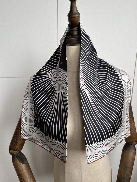 Шарфы 2023, черный шелковый шарф, квадратная шаль 90 см, саржевая накидка для женщин, женский хиджаб