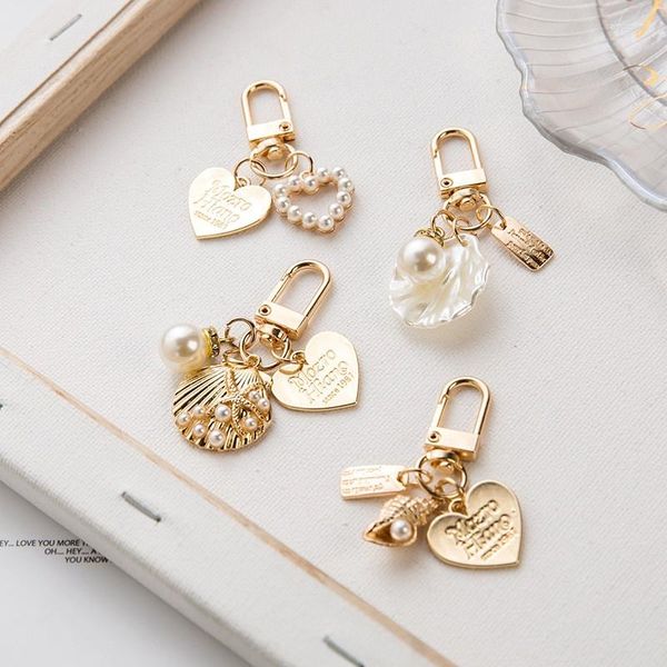 Chaves 1pcs adorável pêssego Chain Chain Chain Creative Small Gift Ins Ins Metal Jewelry Pearl Pingente AirPods DIY