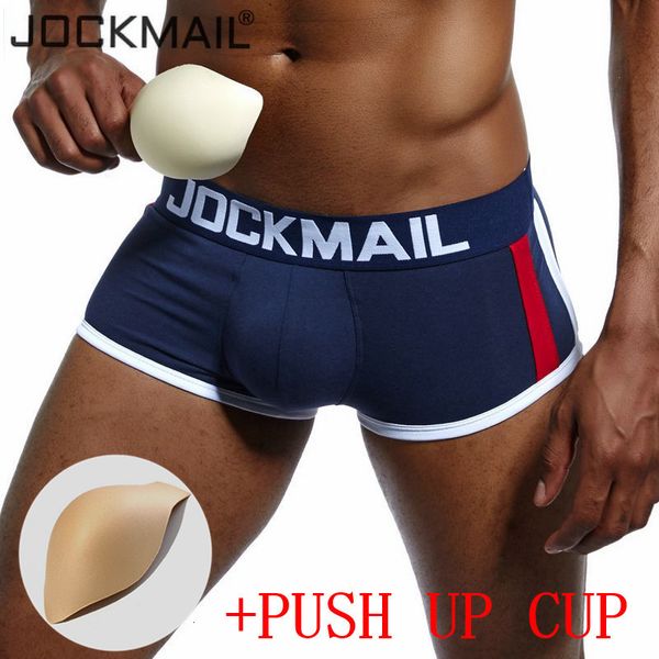 Underpants Jockmail Brand Brand Mens Boxers Boxers Shrunks Sexy Push Up Cup Увеличение геев -нижнего белья мужские боксерские шорты увеличивают трусы 230412