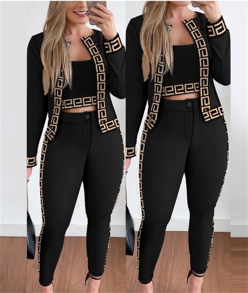 Outono agasalho feminino manga longa conjunto de três peças jaquetas com capuz regata calças esportivas colheita hoodies e calças magras jogger sweatsuit outfits