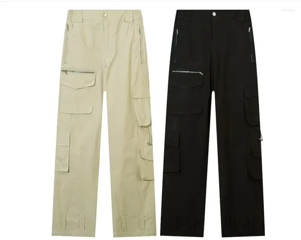 Мужские брюки, весенне-осенние модные повседневные мужские мешковатые обычные брюки, мужские боевые тактические брюки с несколькими карманами