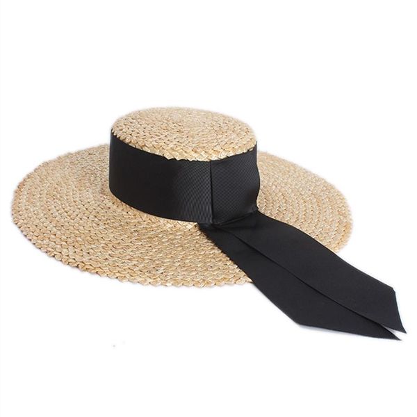 Sombreros de ala tacaños, sombrero de paja de trigo clásico para mujer, gorra de verano, sol ancho grande, cinta flexible elegante, vocación de playa