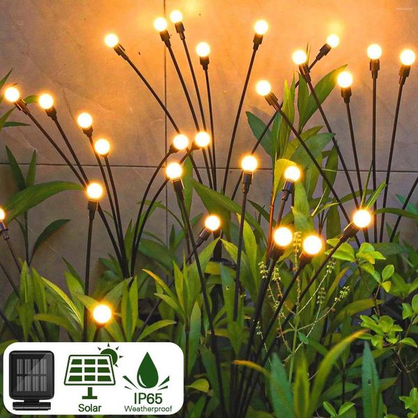 Luz LED solar ao ar livre à prova d'água jardim luz solar alimentada luzes de paisagem Firefly gramado decoração de casa piso