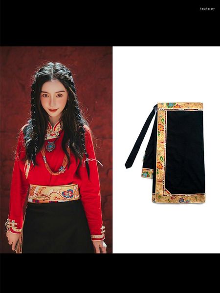 Abbigliamento etnico Abito tradizionale tibetano Gonna avvolgente Vintage cinese per le donne