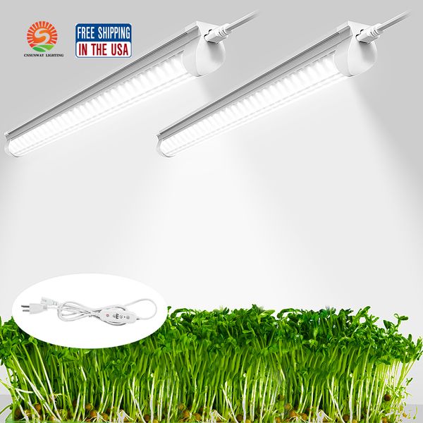 T8 LED Grow Light, 2ft Lâmpada de cultivo 80W (20wx4), ​​luzes de espectro completo de alta saída, tempo, luzes de cultivo ligáveis ​​para vegetais e flores de plântulas de plantas internas, 4 pacote