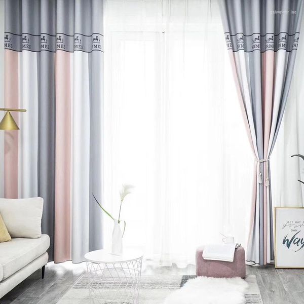 Vorhang Gardinen für Wohnzimmer Schlafzimmer Minimalistisch Modern Bei Europfine Farbe Feine Baumwolle Nahtlos Spleißen Jacquard Schattierung
