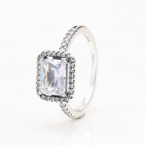 Anel feminino quadrado cristal cz pave anéis de casamento feminino brilhante branco ouro noivado joias de casamento mulher