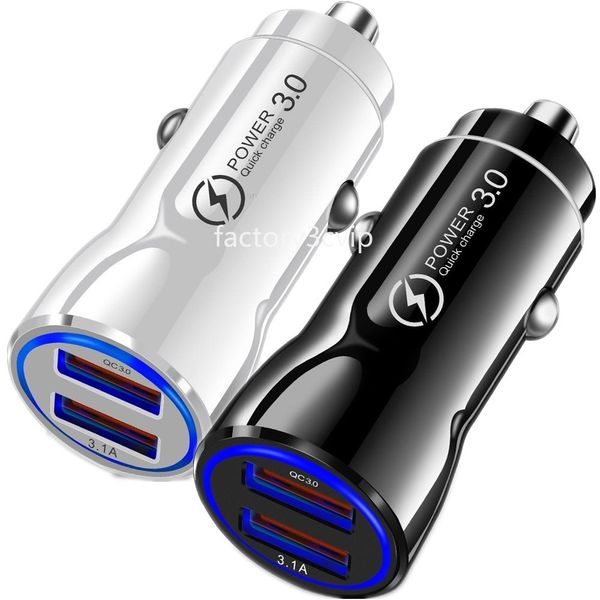 Caricabatterie per auto USB da 18 W con doppia porta di ricarica rapida e adattatori di alimentazione per veicoli per Ipad Iphone 11 12 13 14 15 Pro Max Samsung S20 S23 S24 htc Android F1 PC mp3