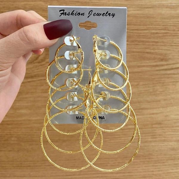 Hoop Ohrringe 6 Paare/satz Gold Silber Farbe Kleine Großen Kreis Ohrring Set Für Frauen Einfache Punk Ohr Clip 2023 Mode schmuck