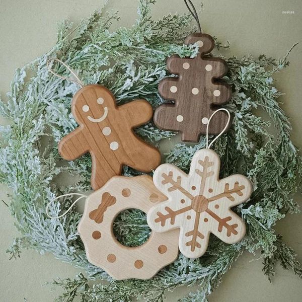 Tovagliette in legno Kawaii da appendere decorazione pentola a prova di calore albero di neve Gingerman tovaglietta portabicchieri sottobicchieri per bevande in legno decorazioni per la casa