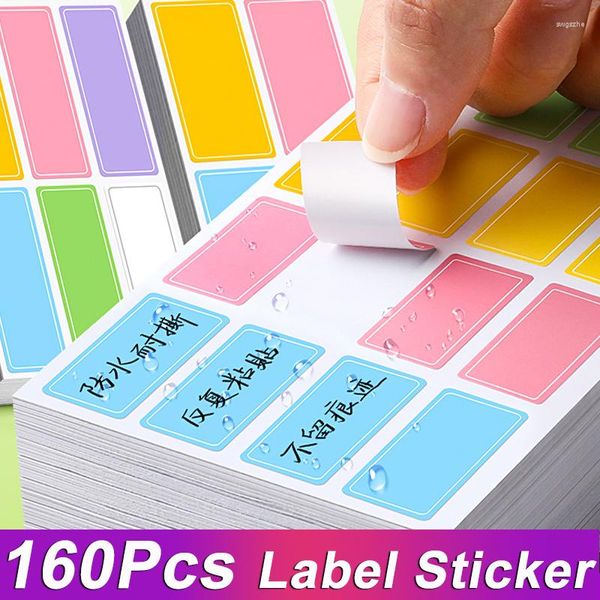 Hediye sargısı 160pcs Renkli boş el yazısı isim çıkartmaları etiketleri Çocuk Okul Öğretmeni Kırtasiye Sticker Su Şişesi Masa