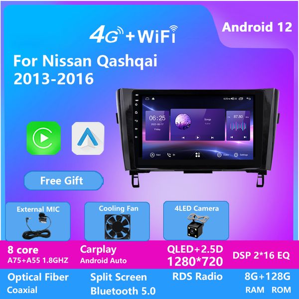 IPS-Bildschirm 10-Zoll-Auto-Videoplayer Android Stereo für Nissan QASHQAI 2013-2016 Haupteinheit Autoradio